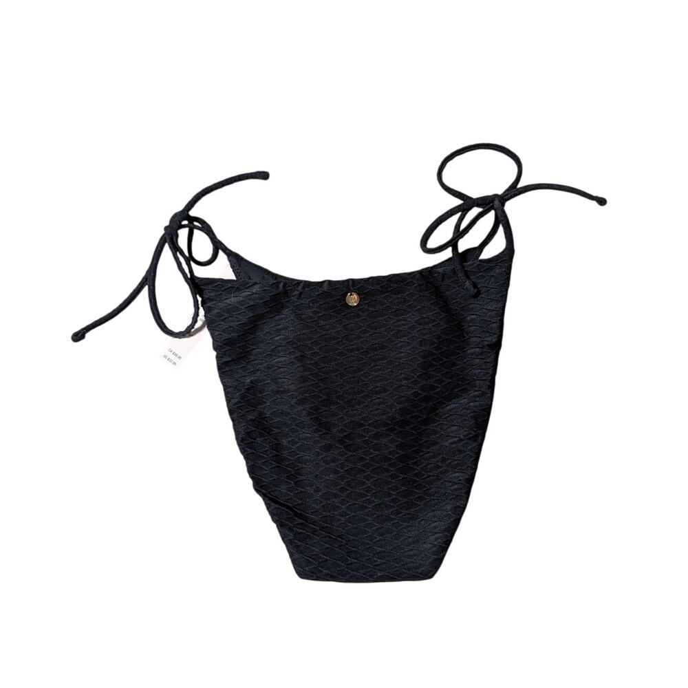 Victoria's Secret Women's Black Textured Cheeky Side Tie Bikini Bottoms S NWT - Picture 2 of 6